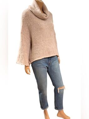 Altar’d State S/M Oversized Blush Pink Cowl Neck Boxy Knit Sweater